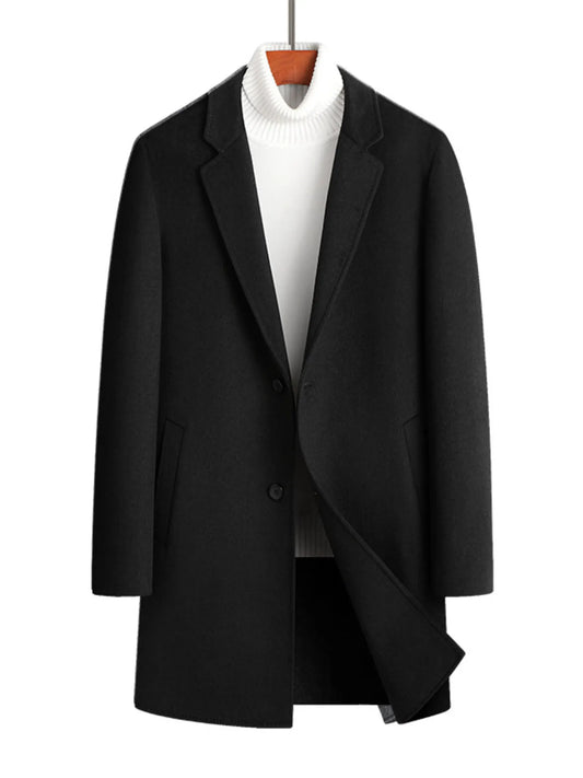 Men's Plus Size Button Up Long Sleeve Coat Black / M 