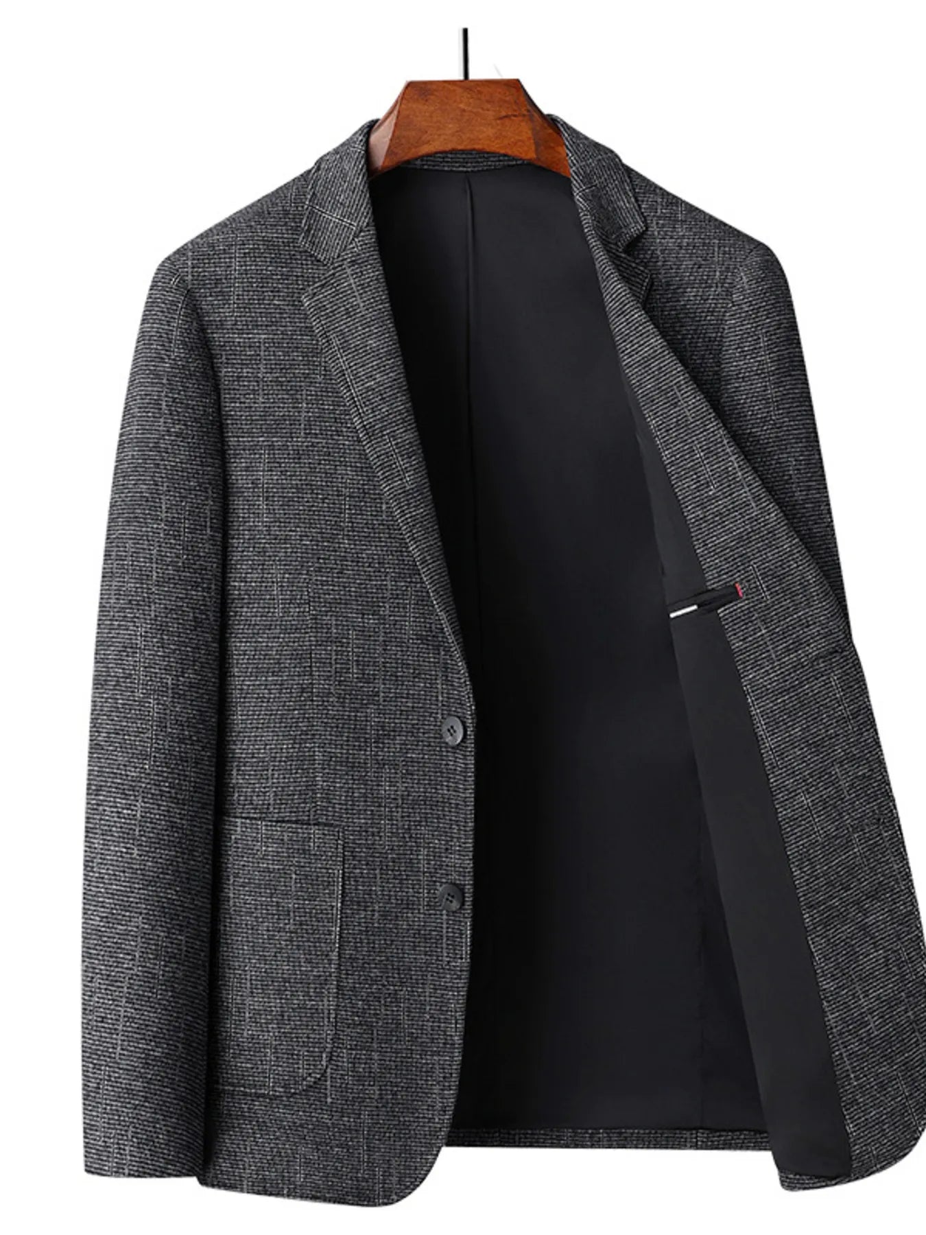 Men's Single-Breasted Tweed Blazer Dark Gray / 170 