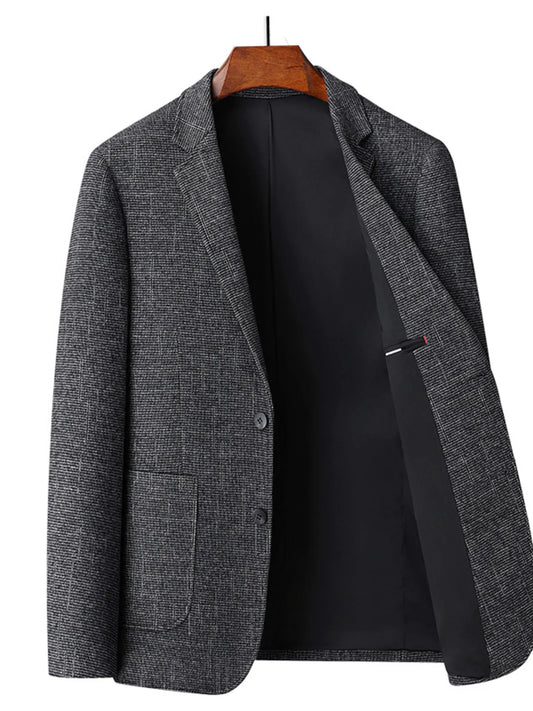 Men's Single-Breasted Tweed Blazer Dark Gray / 170 