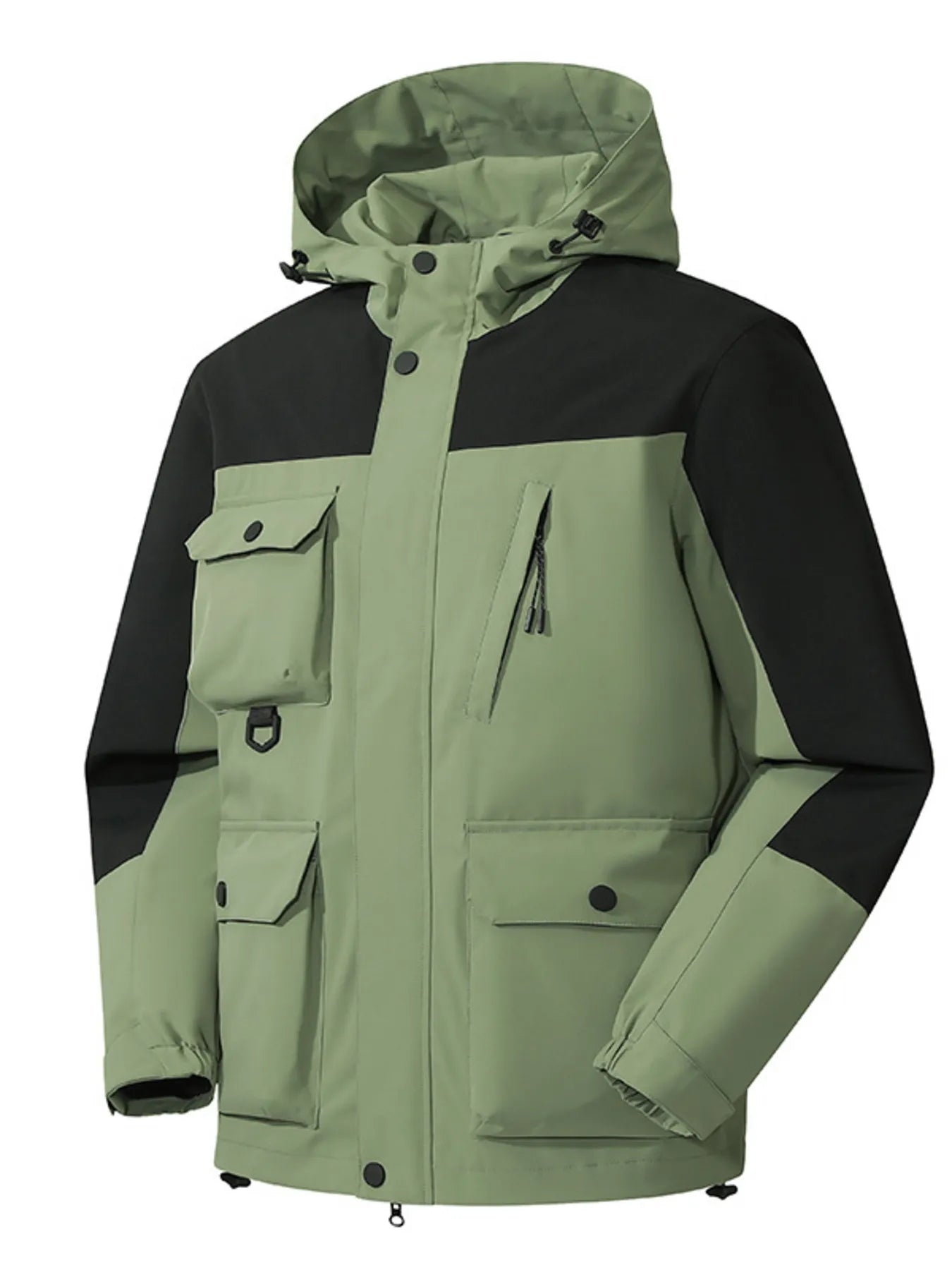 Men's Full Size Multi-Pocket Long Sleeve Hooded Jacket Plus Size Army Green / S 