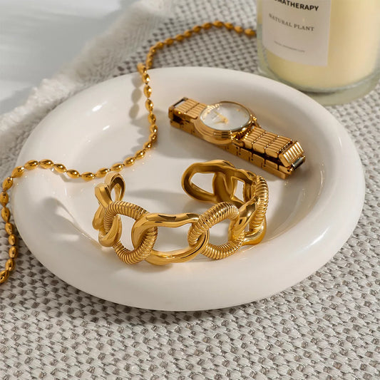 18K Gold-Plated Chain Link Open Bracelet Gold / One Size 