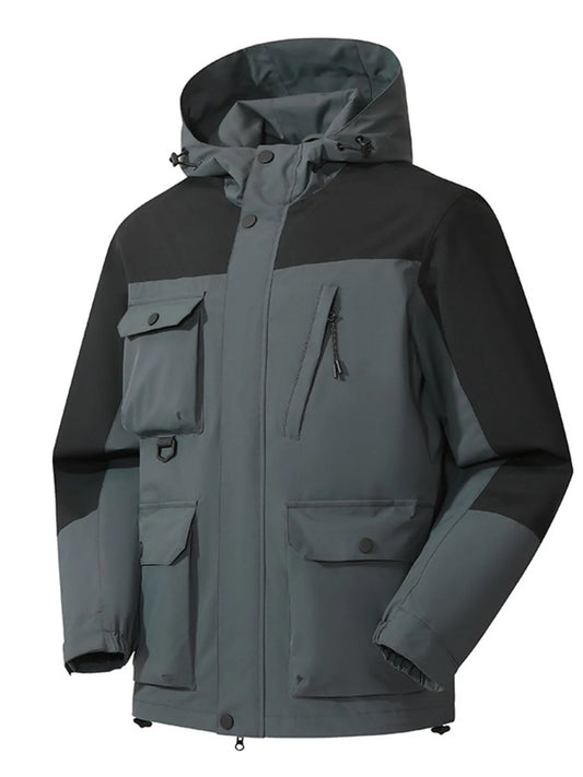 Men's Full Size Multi-Pocket Long Sleeve Hooded Jacket Plus Size Army Green / S 