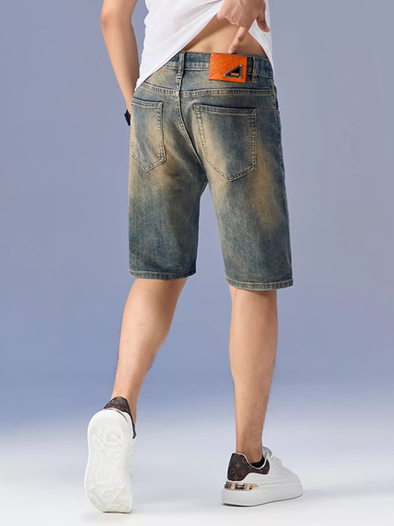 Men's Washed Denim Shorts Nano Yellow / 28 