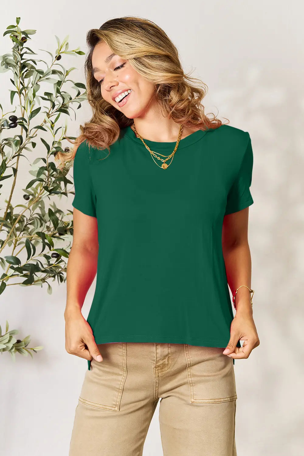 Basic Bae Full Size Round Neck Short Sleeve T-Shirt Plus Size Black / S 