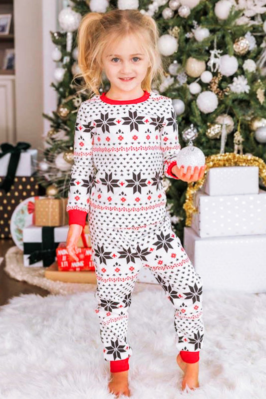 Snowflake Pattern Top and Pants Set White / 4T 