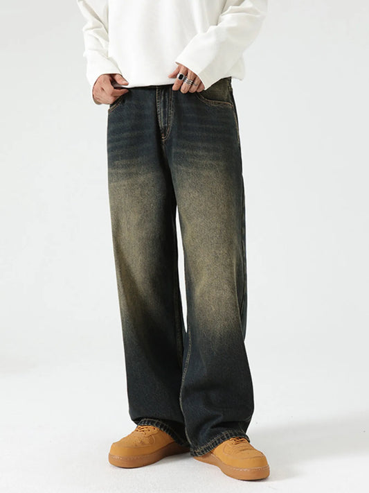Men's Wide Leg Baggy Jeans Dark Blue / 28 