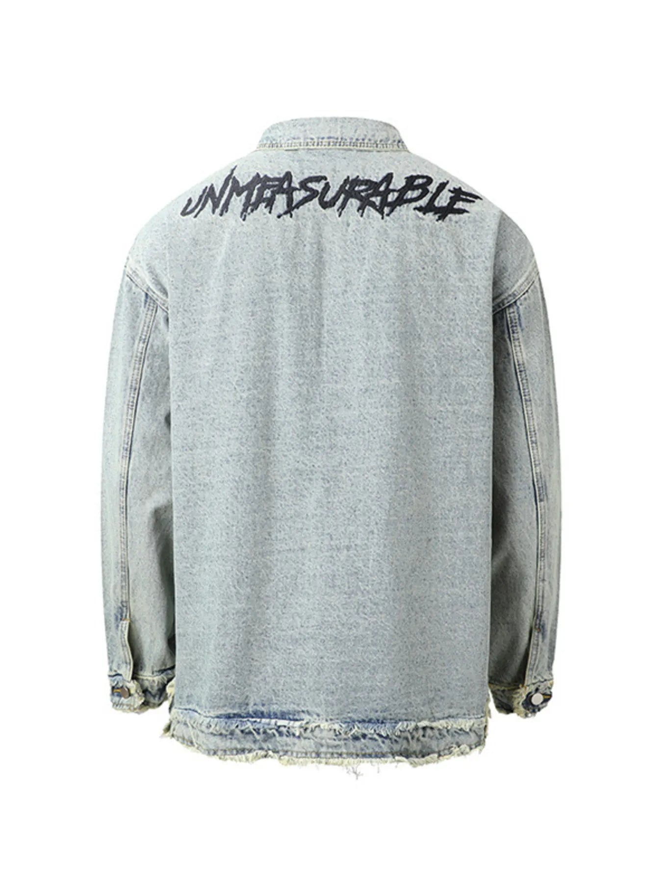 Men's Raw Hem Long Sleeve Denim Jacket Nostalgic Black / S 