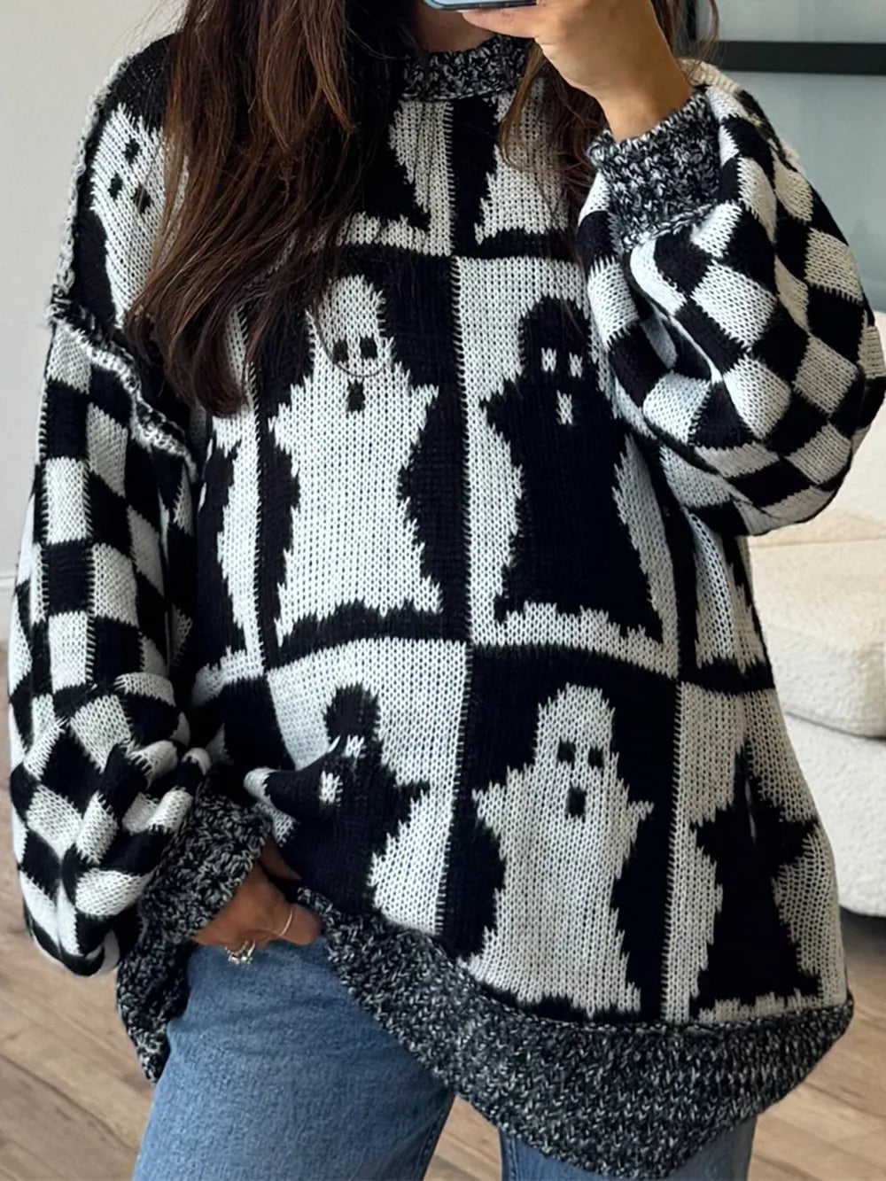 Ghost Dropped Shoulder Long Sleeve Sweater Dusty Pink / S 