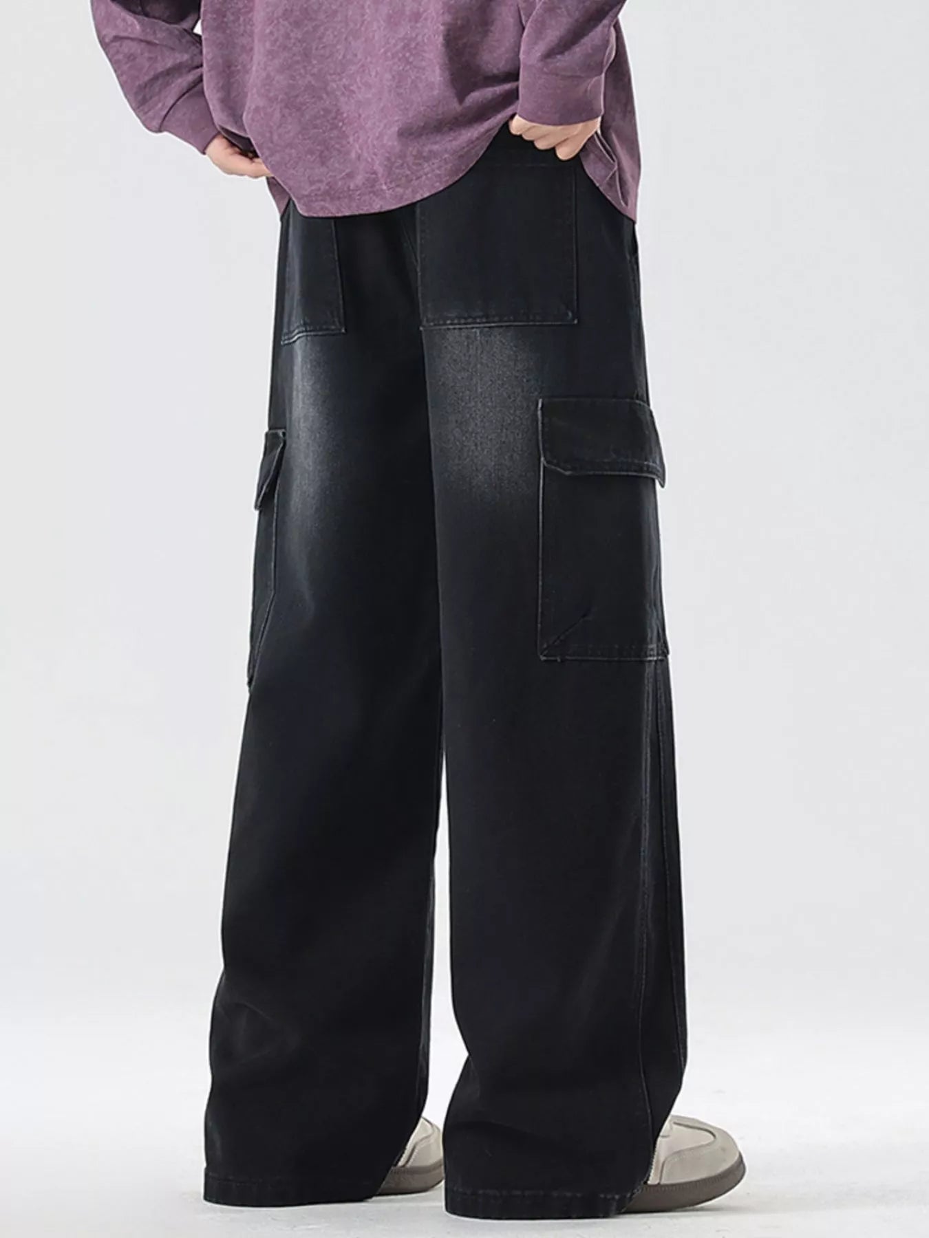 Men's Full Size Wide Leg Cargo Jeans Plus Size Vintage Blue / S 