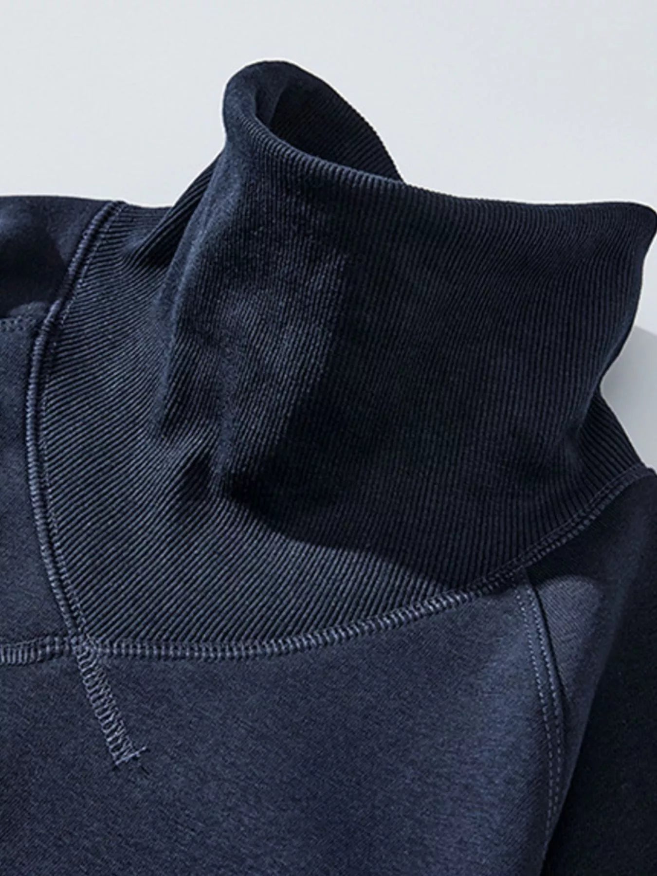 Men's Plus Size Turtleneck Long Sleeve Sweatshirt Deep Navy Blue / M 