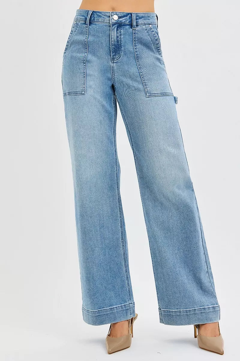 RISEN Full Size High Rise Straight Leg Jeans with Front Pockets Plus Size MEDIUM / 0 