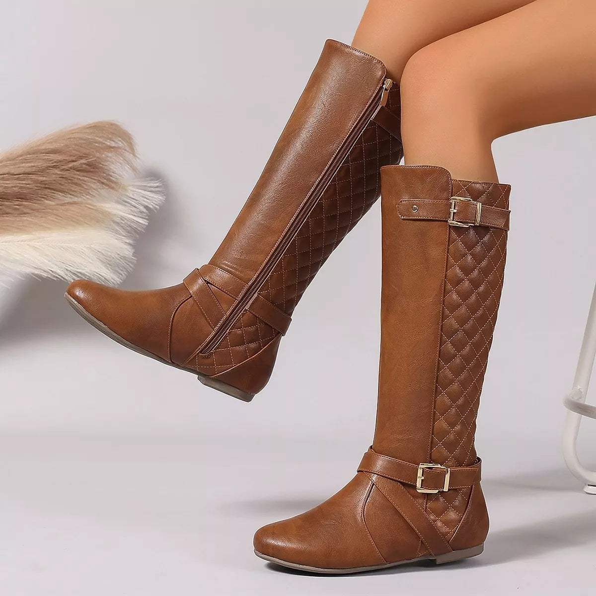 Round Toe Block Heels Boots Style A / 36 