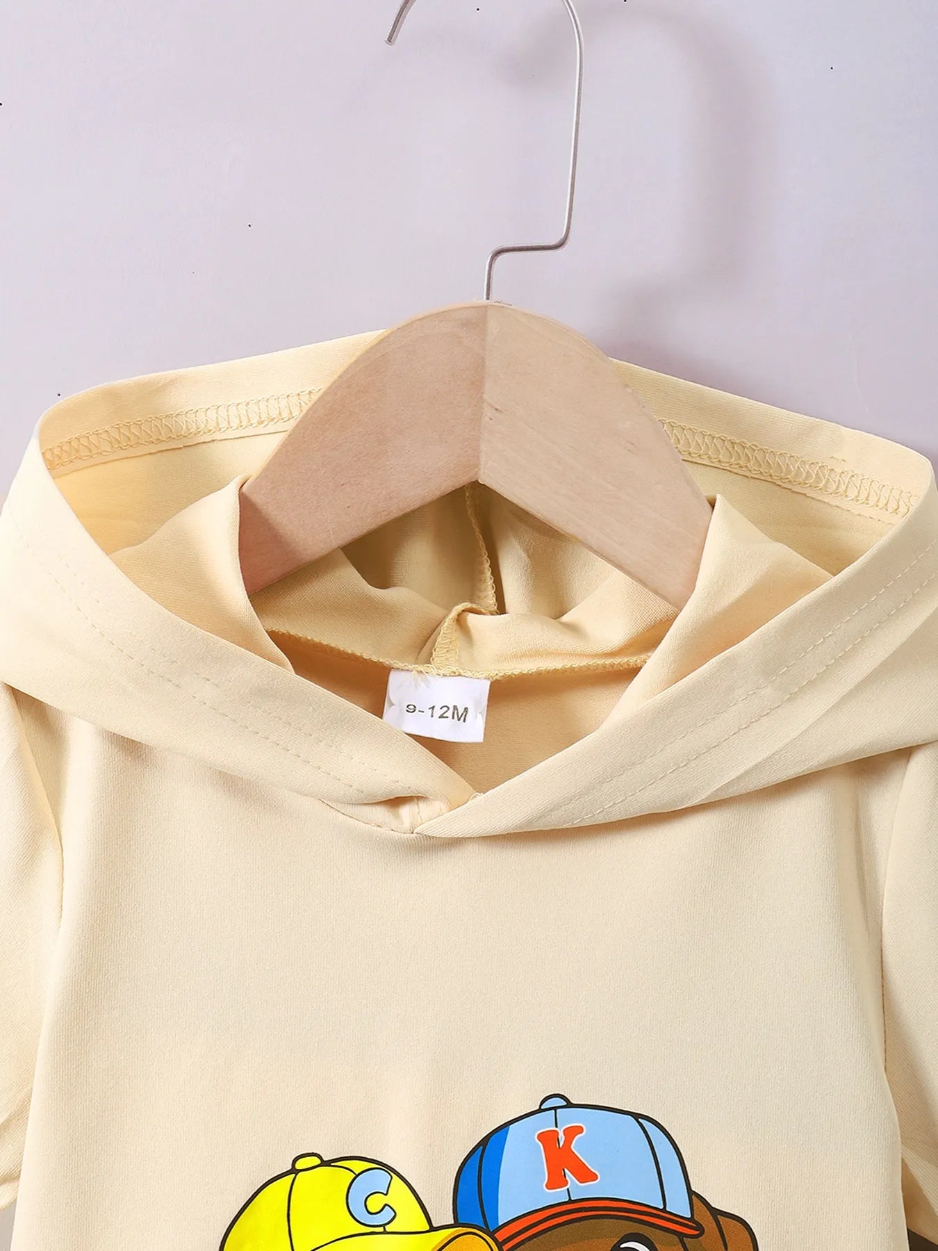 Children's Dog Short Sleeve Hoodie and Shorts Set Pastel Yellow / 6-9M 