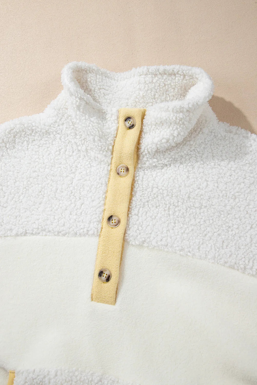Mock Neck Long Sleeve Sherpa Sweatshirt White / S 