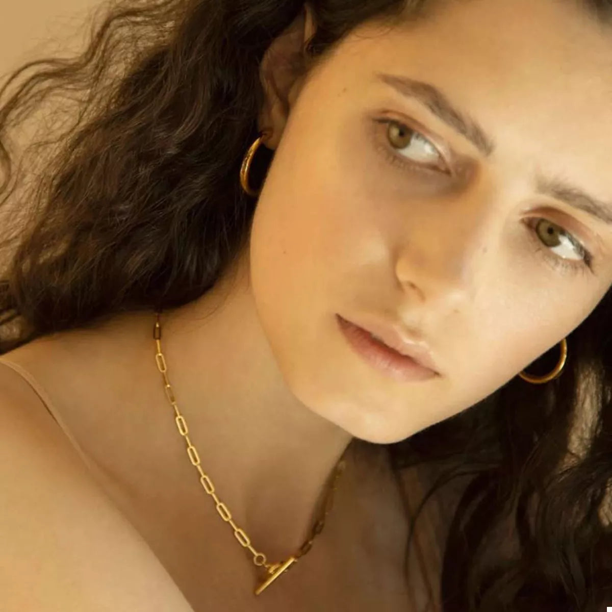 18K Gold-Plated Chain Link Toggle Clasp Necklace Gold / One Size 