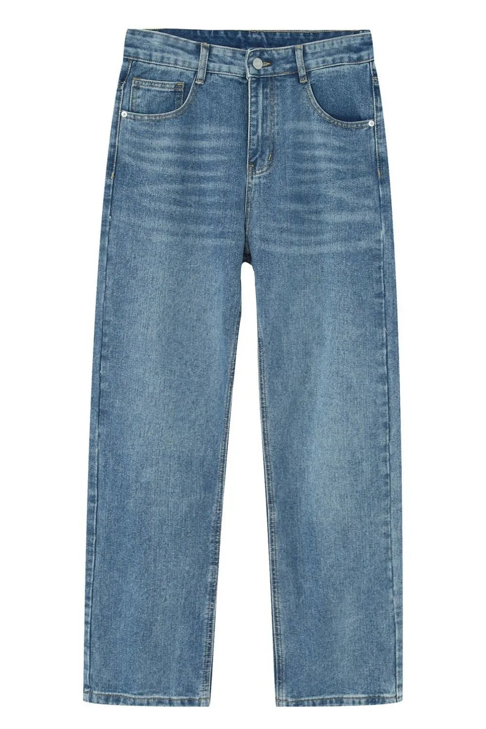 Washed Straight-Leg Slim Jeans Black / S 