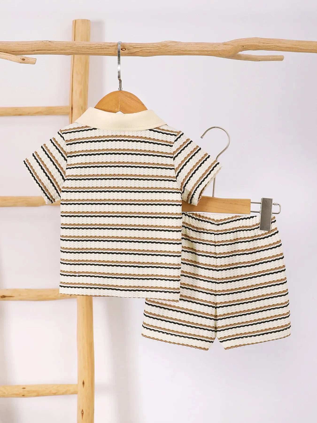 Children's Striped Short Sleeve Polo and Pants Set Stripe / 6-9M 
