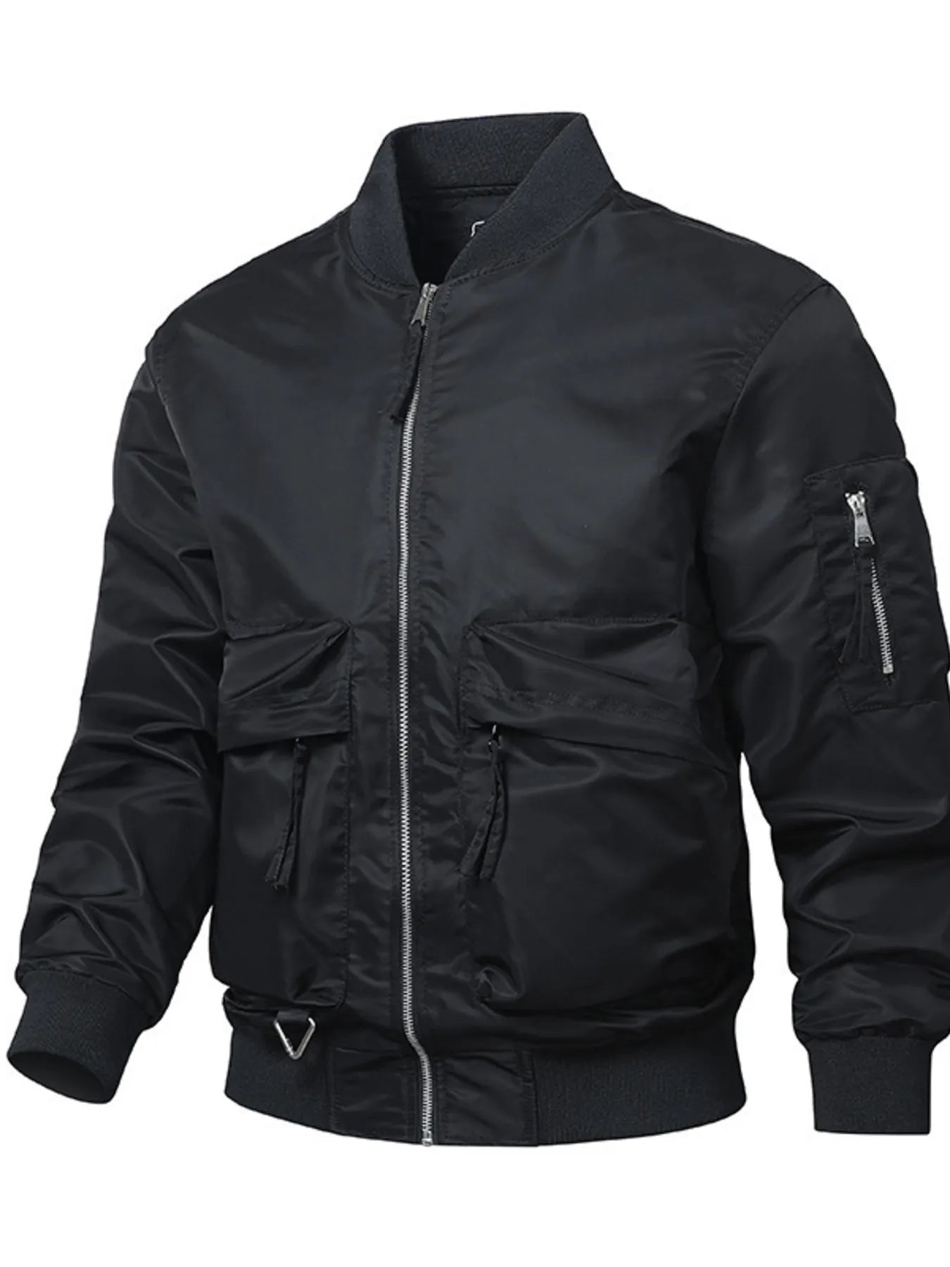 Men's Plus Size Zip Up Long Sleeve Jacket Black / M 