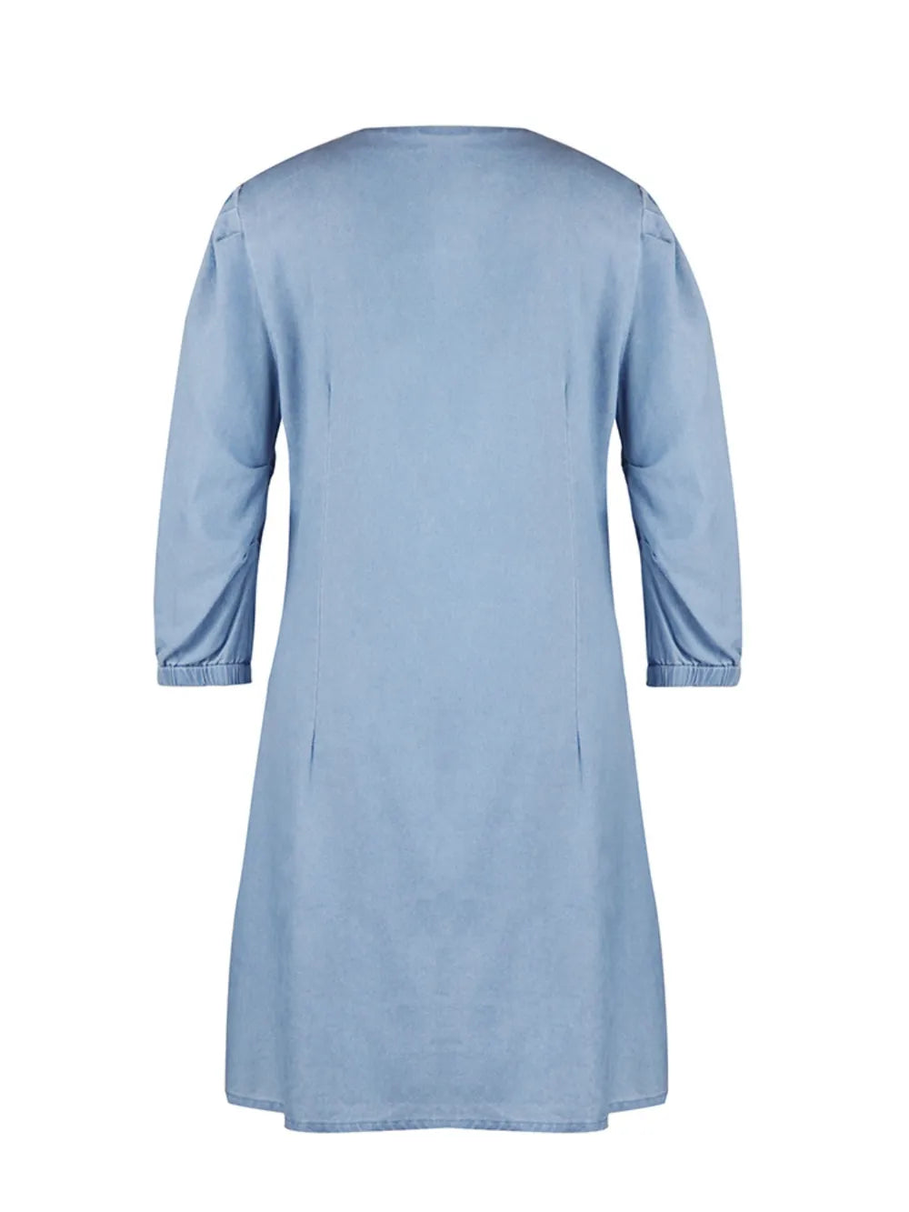 Full Size V-Neck Half Sleeve Dress Light Blue / S 