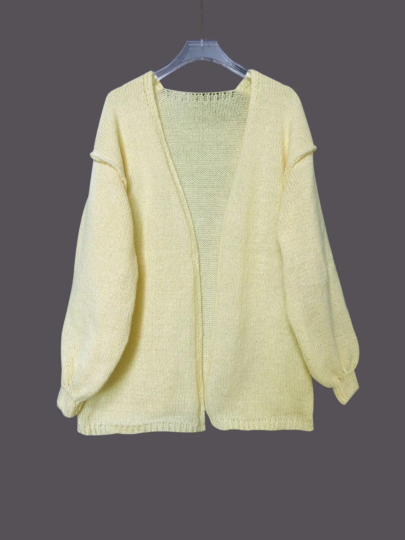Open Front Long Sleeve Cardigan Yellow / S 