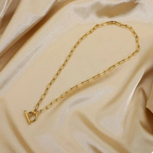 18K Gold-Plated Chain Link Toggle Clasp Necklace Gold / One Size 