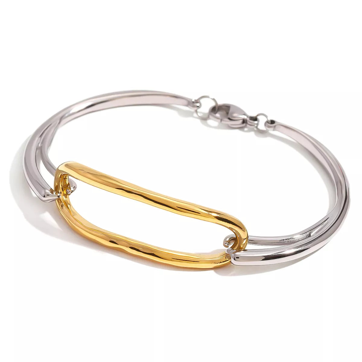 Two-Tone Geometric Link Bracelet Gold / One Size 