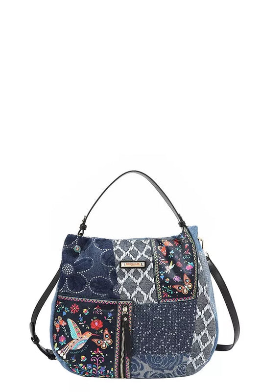 Nicole Lee USA Bosque De Amor Denim Hobo Bag BOSQUE DE AMOR / OS 