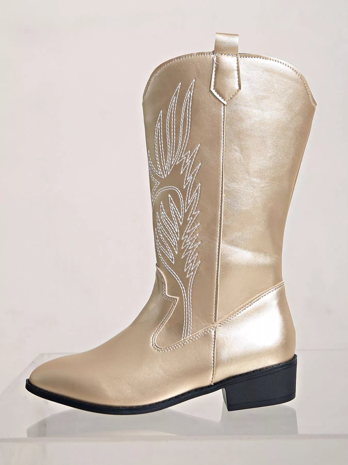 Embroidered Block Heels Boots Red / 36 