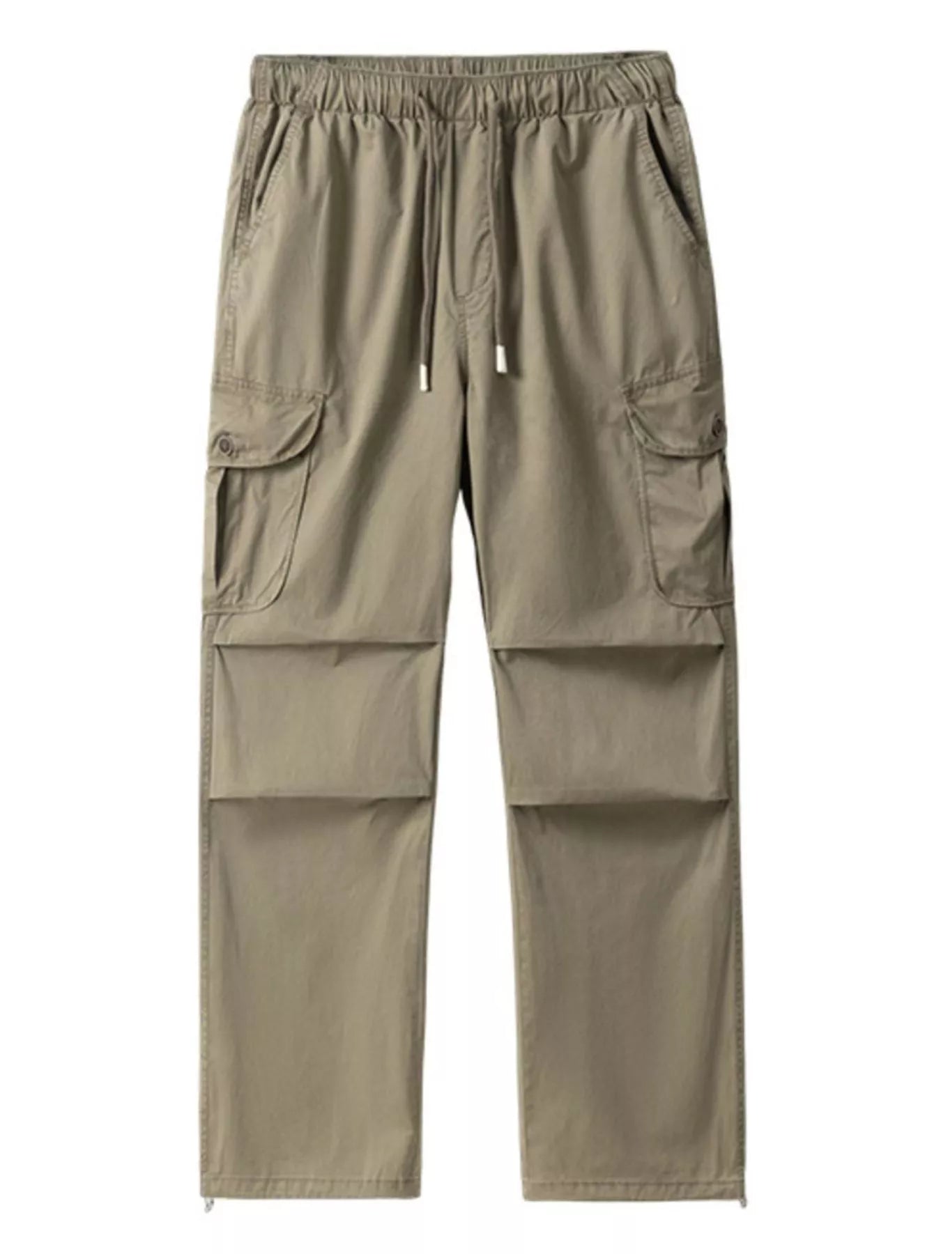 Men's Plus Size Drawstring Wide Leg Cargo Pants Deep Khaki / M 
