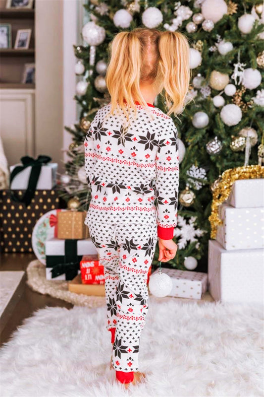 Snowflake Pattern Top and Pants Set White / 4T 