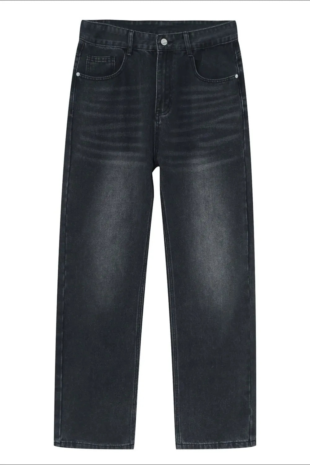 Washed Straight-Leg Slim Jeans Black / S 