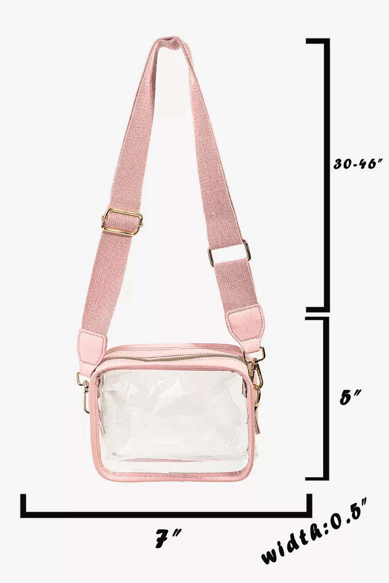 Fame PVC Clear Rectangular Crossbody Bag Blush Pink / one size 