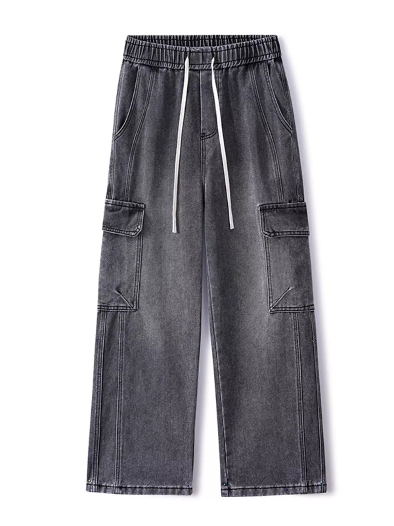 Men's Full Size Wide Leg Cargo Jeans Plus Size Vintage Blue / S 