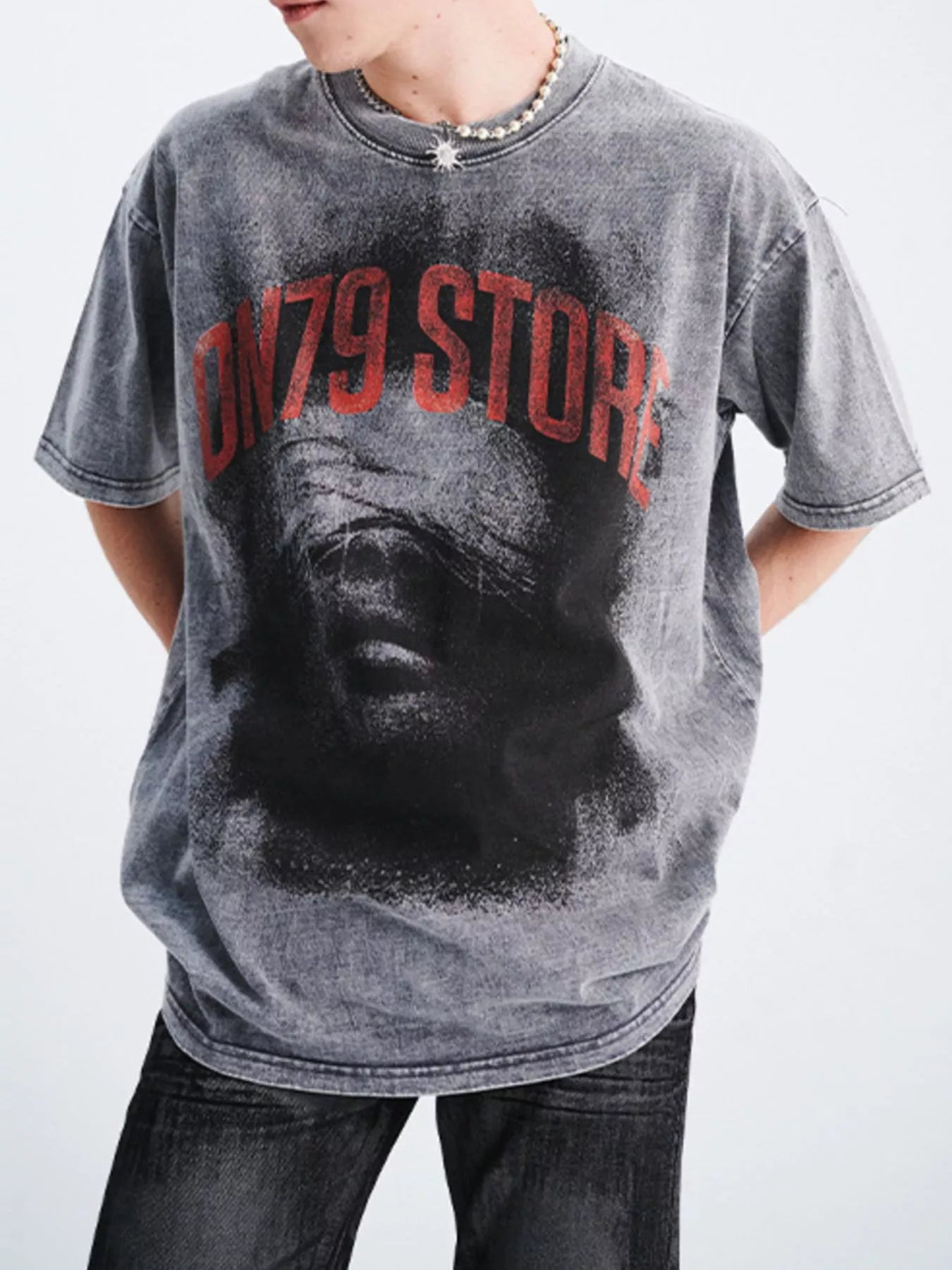 Men's Graphic Round Neck Short Sleeve T-Shirt Silver Gray / M 