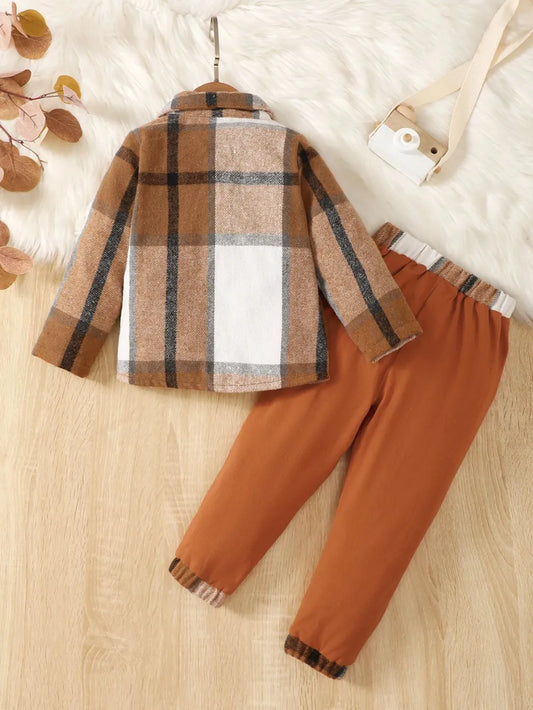 Color Block Button Up Top and Pants Set Ochre / 12-18M 