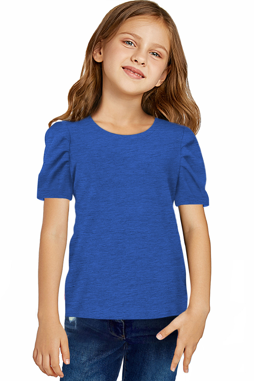 Round Neck Puff Sleeve T-Shirt Deep Red / S 