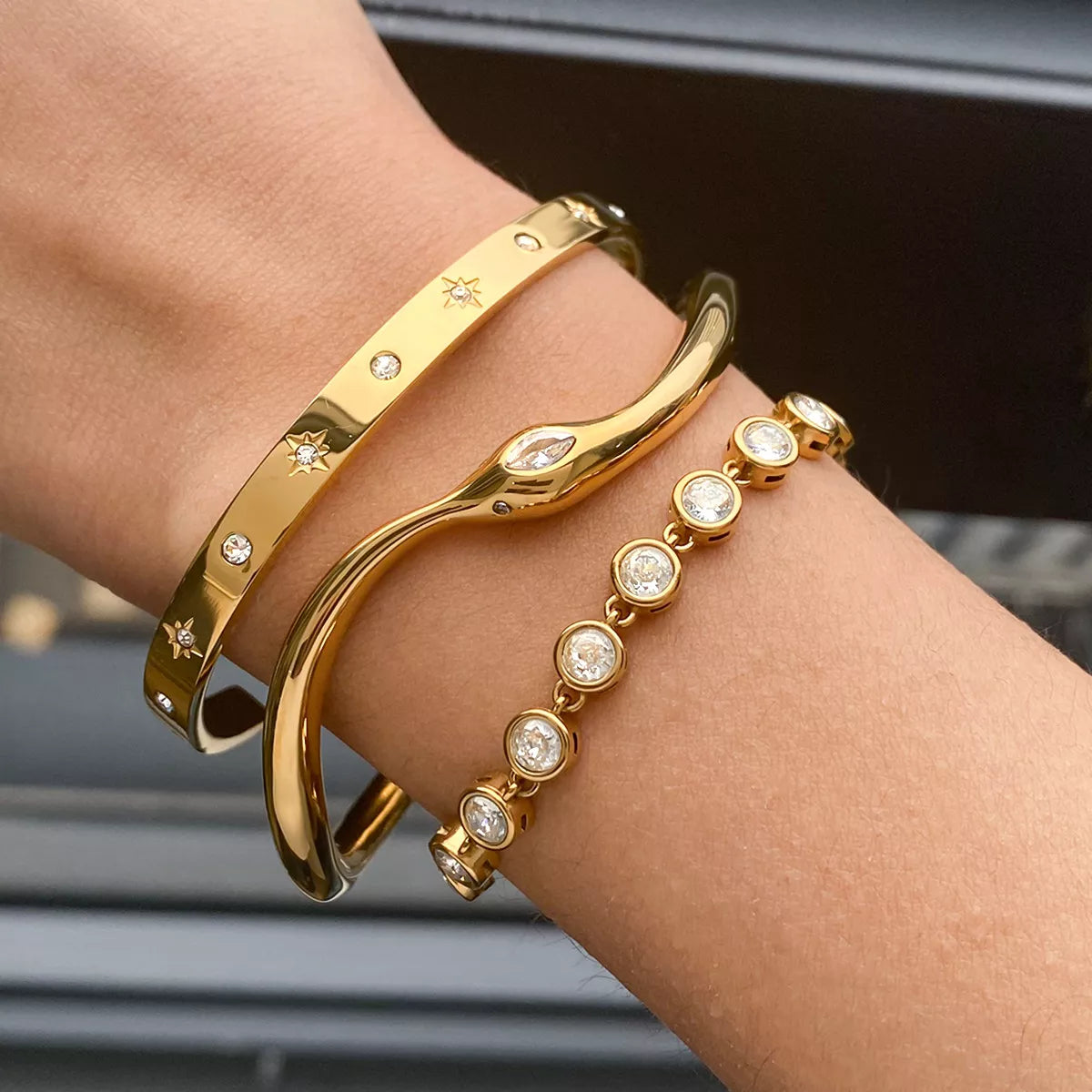18K Gold-Plated Wave Bracelet Gold / One Size 