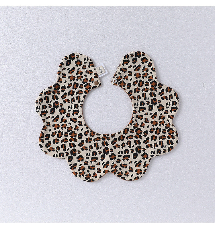 Adorable Simple Pattern Cotton Snap-on Flowers Shaped Bib S (0-1Y) / White 