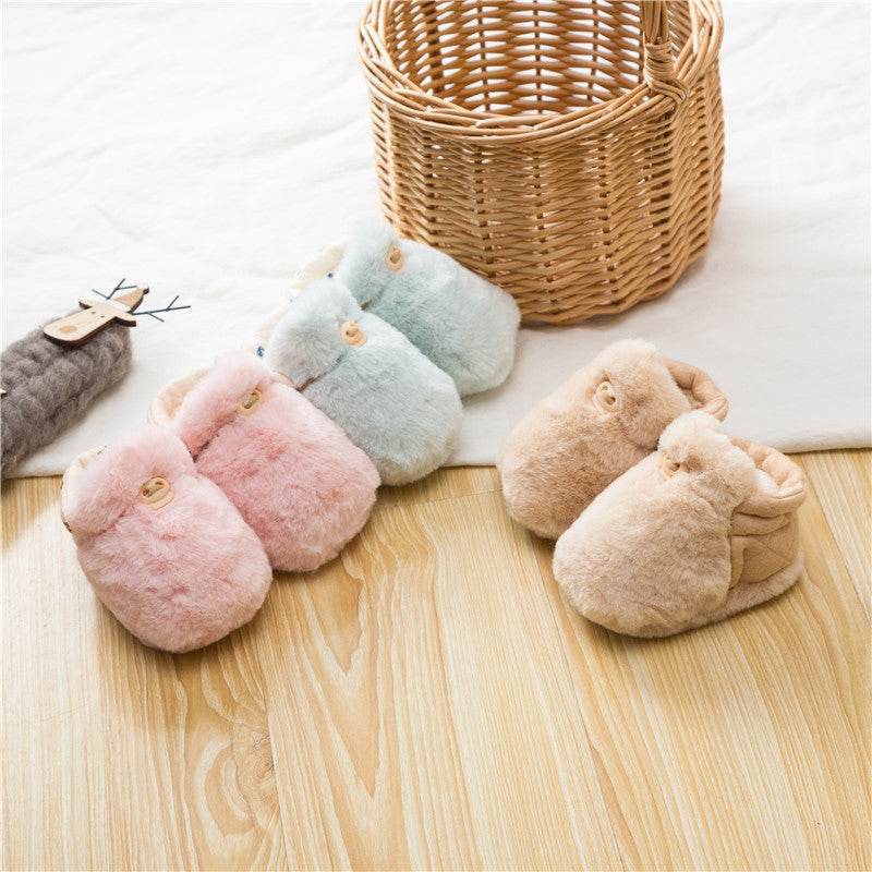 Newborn Baby Solid Color Plush Warm Shoes Outfits In Autumn & Winter XS (0-6M) / White 
