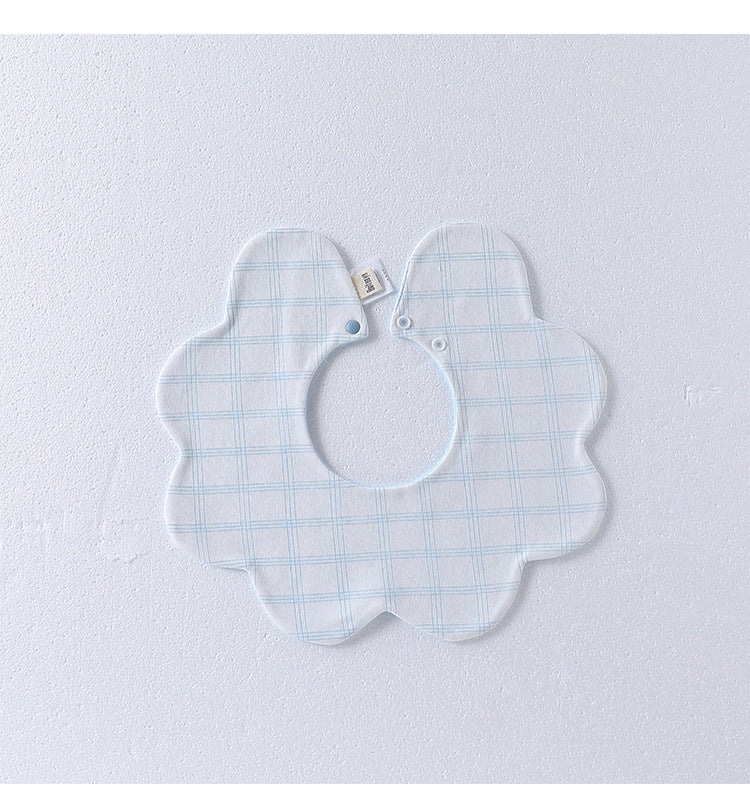 Adorable Simple Pattern Cotton Snap-on Flowers Shaped Bib S (0-1Y) / White 