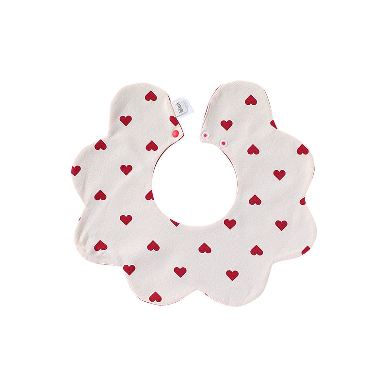 Adorable Simple Pattern Cotton Snap-on Flowers Shaped Bib S (0-1Y) / White 