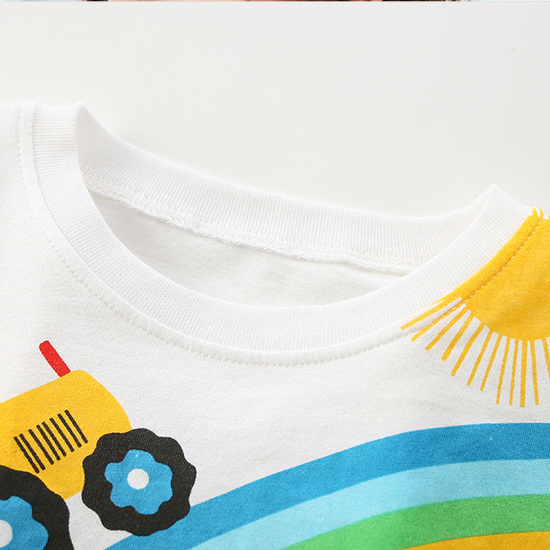 Baby Boy Cartoon Print Pattern Soft Cotton Comfy Clothing Sets 90 (12-24M) / Blue 