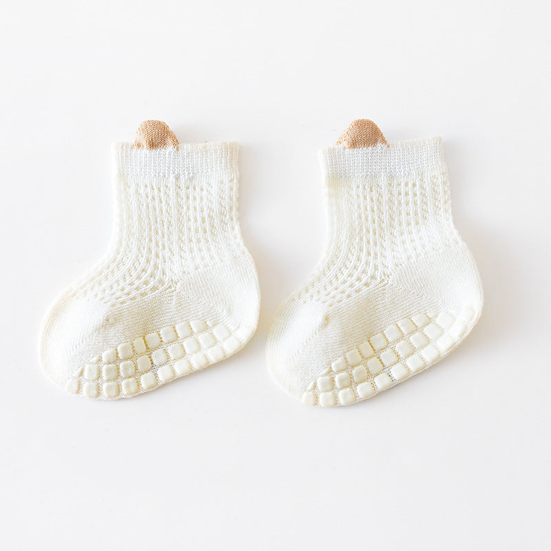 Baby Solid Color Non Slip Toddler Socks Thin Style Summer Socks S (0-1Y) / Blue 