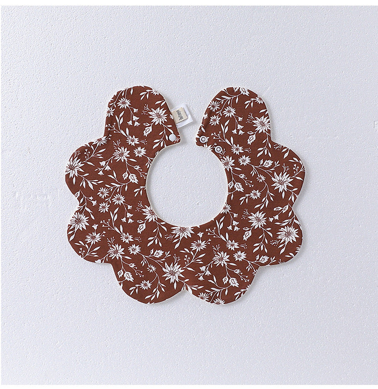 Adorable Simple Pattern Cotton Snap-on Flowers Shaped Bib S (0-1Y) / White 