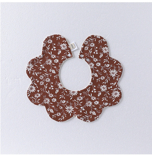 Adorable Simple Pattern Cotton Snap-on Flowers Shaped Bib S (0-1Y) / White 