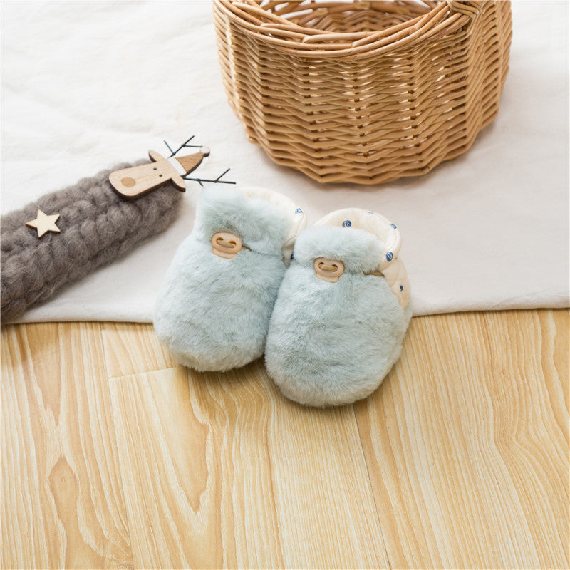 Newborn Baby Solid Color Plush Warm Shoes Outfits In Autumn & Winter XS (0-6M) / White 