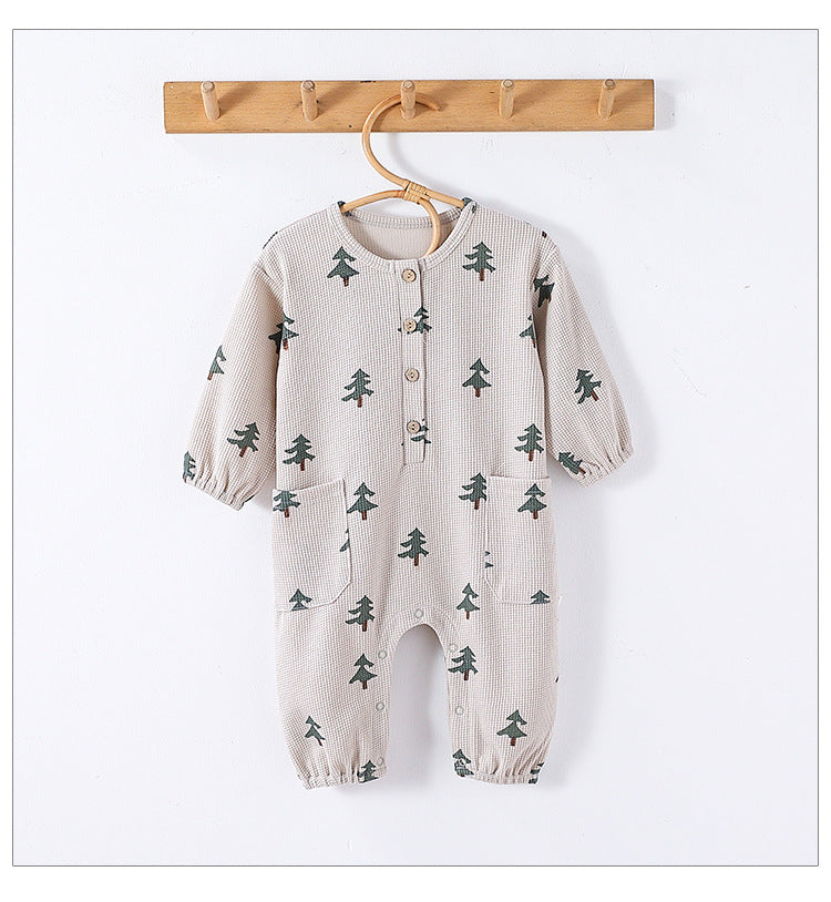 Spring Arrival Baby Unisex Long Sleeves Waffle Grid and Simple Pattern Rompers 66 (3-6M) / Pink 