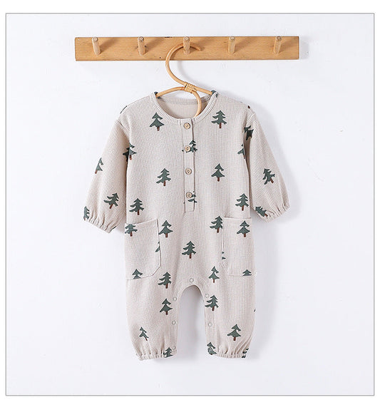 Spring Arrival Baby Unisex Long Sleeves Waffle Grid and Simple Pattern Rompers 66 (3-6M) / Pink 