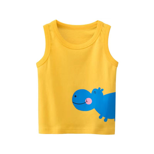 Baby Boy Animal Print Round Neck Sleeveless Children’s Tops In Summer 90 (12-24M) / Beige 