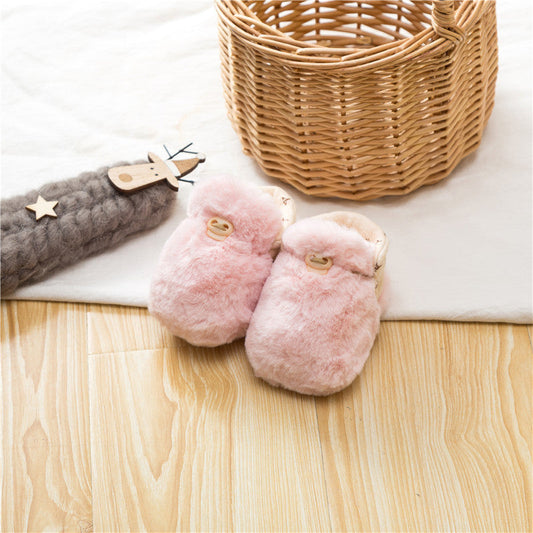 Newborn Baby Solid Color Plush Warm Shoes Outfits In Autumn & Winter XS (0-6M) / White 